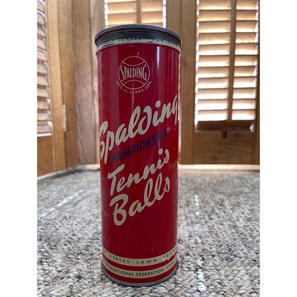 Vintage 1950s Spalding Championship Tennis Ball Tin with Two (2) Tennis Balls - Picture 1 of 16